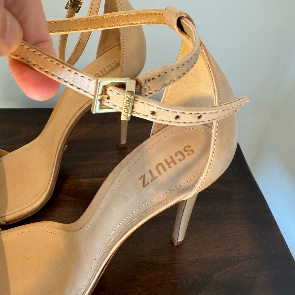 Schutz Cadey-Lee Tan Leather Ankle-Strap Sandals - Picture 10 of 13